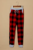 Red Pajamas Set Long Sleeve Sleepwear for Women Red Plaid Lounge Sets LC62588-3