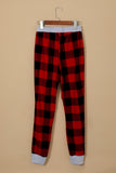 Red Pajamas Set Long Sleeve Sleepwear for Women Red Plaid Lounge Sets LC62588-3