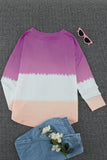 Purple Women's Color Block Reindeer Print Gradient Crew Neck Sweatshirts LC2531516-8