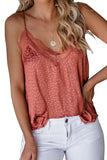 Orange Women's V Neck Printed Lace Tank Top Summer Camisole LC256335-14