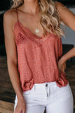 Orange Women's V Neck Printed Lace Tank Top Summer Camisole LC256335-14