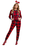 Red Pajamas Set Long Sleeve Sleepwear for Women Red Plaid Lounge Sets LC62588-3