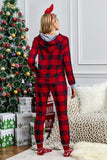 Red Pajamas Set Long Sleeve Sleepwear for Women Red Plaid Lounge Sets LC62588-3