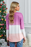 Purple Women's Color Block Reindeer Print Gradient Crew Neck Sweatshirts LC2531516-8