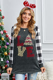 Chemise de Noël à manches longues à carreaux pour femmes