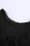 Black White Long Sleeve Dress Lacy V Neck Ruffled Mini Dress LC222686-2