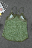 Green Women's V Neck Printed Lace Tank Top Summer Camisole LC256335-9