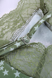 Green Women's V Neck Printed Lace Tank Top Summer Camisole LC256335-9