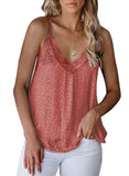 Orange Women's V Neck Printed Lace Tank Top Summer Camisole LC256335-14