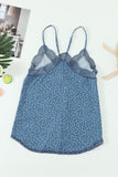 Blue Women's V Neck Printed Lace Tank Top Summer Camisole LC256335-5
