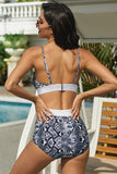 LC411956-22-S, LC411956-22-M, LC411956-22-L, LC411956-22-XL, Multicolor Women's High Waisted Bikini Leopard Two-piece Bathing Suit