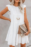 White White Sundress Pocket Tiered Ruffled Mini Dress for Women LC223765-1