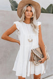 White White Sundress Pocket Tiered Ruffled Mini Dress for Women LC223765-1