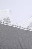 Gray V Neck Eyelash Lace Knit Tank for Women LC253399-11