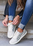 Women's Gray Leopard Patchwork Casual Sneakers Low Trainers
