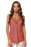 Orange Women's V Neck Printed Lace Tank Top Summer Camisole LC256335-14