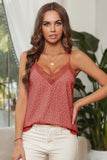 Orange Women's V Neck Printed Lace Tank Top Summer Camisole LC256335-14