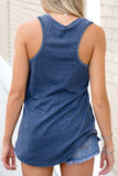 Blue Casual V Neck Racerback Tank Top with Pocket LC256544-5