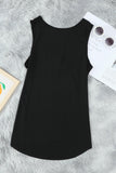Black Summer Casual V Neck Button Ladies Tank Top LC253080-2