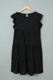 Black White Sundress Pocket Tiered Ruffled Mini Dress for Women LC223765-2