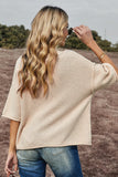 LC2514061-15-S, LC2514061-15-M, LC2514061-15-L, LC2514061-15-XL, LC2514061-15-2XL, Beige Valentine Day V Neck Oversized Knit Sweaters Heart Print Slouchy Top 