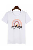 TZ25186-1-S, TZ25186-1-M, TZ25186-1-L, TZ25186-1-XL, TZ25186-1-XXL, White Kids Mini Rainbow Print Crew Neck T Shirt Matching Outfit