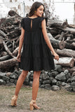 Black White Sundress Pocket Tiered Ruffled Mini Dress for Women LC223765-2