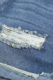 Blue Distressed Denim Short for Women Ripped Rolled Hem Blue Denim Jean Shorts LC77173-5