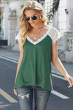 Green V Neck Eyelash Lace Knit Tank for Women LC253399-9