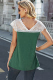 Green V Neck Eyelash Lace Knit Tank for Women LC253399-9