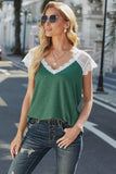 Green V Neck Eyelash Lace Knit Tank for Women LC253399-9