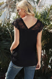 Black V Neck Eyelash Lace Knit Tank for Women LC253399-2