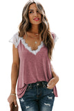 Red V Neck Eyelash Lace Knit Tank for Women LC253399-3