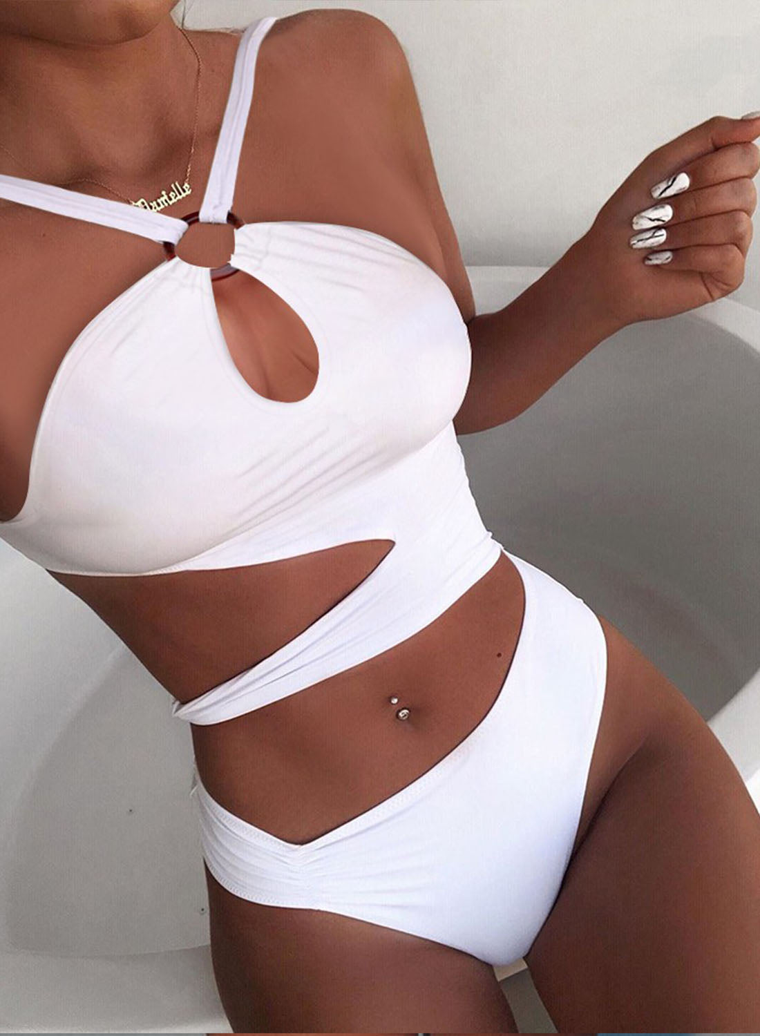 Women's Halter Cutout One-Piece Swimsuit Swimwear Padded High Cut Bath PinkQueenShop Women's Halter Cutout One-Piece Swimsuit Swimwear Padded High Cut Bath PinkQueenShop
