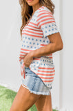 White July 4th Graphic T Shirt Stars and Stripes Print Crisscross Neck Tee LC2525074-1