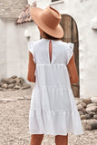 White White Sundress Pocket Tiered Ruffled Mini Dress for Women LC223765-1