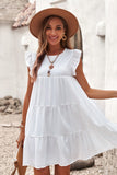 White White Sundress Pocket Tiered Ruffled Mini Dress for Women LC223765-1