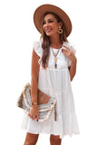 White White Sundress Pocket Tiered Ruffled Mini Dress for Women LC223765-1