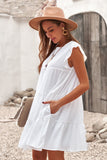 White White Sundress Pocket Tiered Ruffled Mini Dress for Women LC223765-1