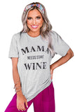 Gray MAMA NEEDS SOME WINE Blush/Gray Tee LC2523760-11