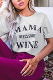 Gray MAMA NEEDS SOME WINE Blush/Gray Tee LC2523760-11