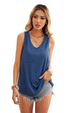 Blue Casual V Neck Racerback Tank Top with Pocket LC256544-5