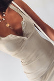 Apricot Sleeveless Tank Dress Buttons Ribbed Knit Bodycon Midi Dress LC224949-18