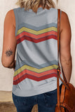 LC2561429-11-S, LC2561429-11-M, LC2561429-11-L, LC2561429-11-XL, LC2561429-11-2XL, Gray Women Crew Neck Tank Tops Summer Colorblock Sleeveless Stripes Shirts