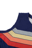 LC2561429-5-S, LC2561429-5-M, LC2561429-5-L, LC2561429-5-XL, LC2561429-5-2XL, Blue Women Crew Neck Tank Tops Summer Colorblock Sleeveless Stripes Shirts