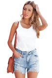 Sky Blue High Rise Destroyed Denim Shorts Summer Frayed Raw Jeans Shorts LC78839-4