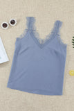Sky Blue Swiss Dot Print Eyelash V Neck Cami Tank Top for Women LC256485-4