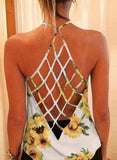Beige Women's Cami Tops Sunflower Print Cami Tops LC2562209-15