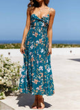 Sky Blue Women's Dresses Floral Maxi Dress LC615084-4