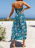 Sky Blue Women's Dresses Floral Maxi Dress LC615084-4